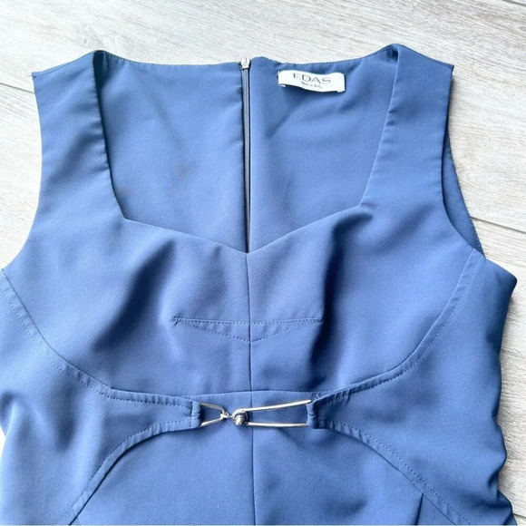 EDAS Navy Sleeveless Shift Dress Made in Italy - Picture 5 of 13